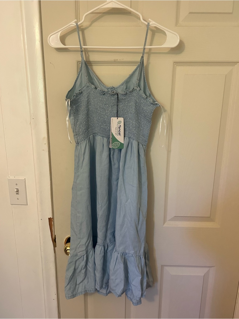 Love Tree Light Blue Button-Front Sundress with Ruffle Hem - Picture 2 of 3